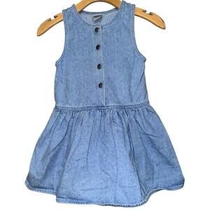 Oshkosh B’Gosh Vintage Girls Size 6 Light Blue Cotton Denim Button Front Dress